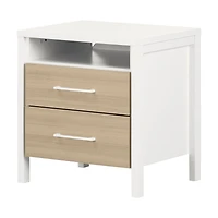 2-Drawer Nightstand - Munich White and Soft Elm
