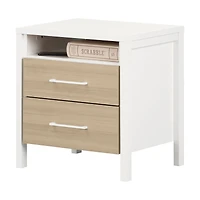 2-Drawer Nightstand - Munich White and Soft Elm