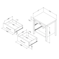 2-Drawer Nightstand - Munich White and Soft Elm