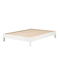 Lit Plateforme Double sur Pattes Munich - Blanc Solide