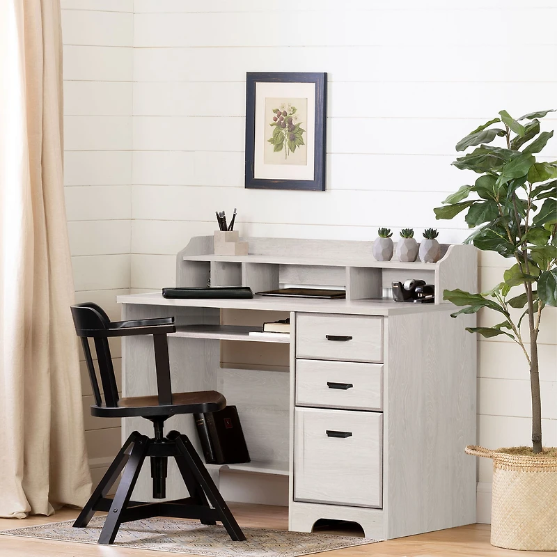 Computer Desk with Hutch - Versa Winter Oak