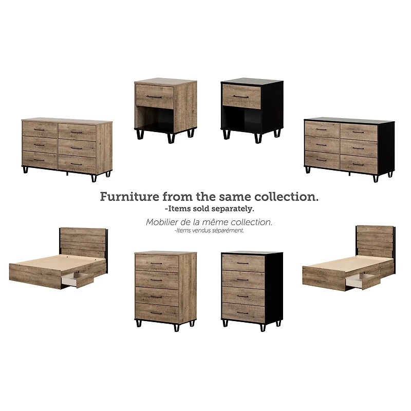 Commode - Arlen Chêne vieilli et Noir mat