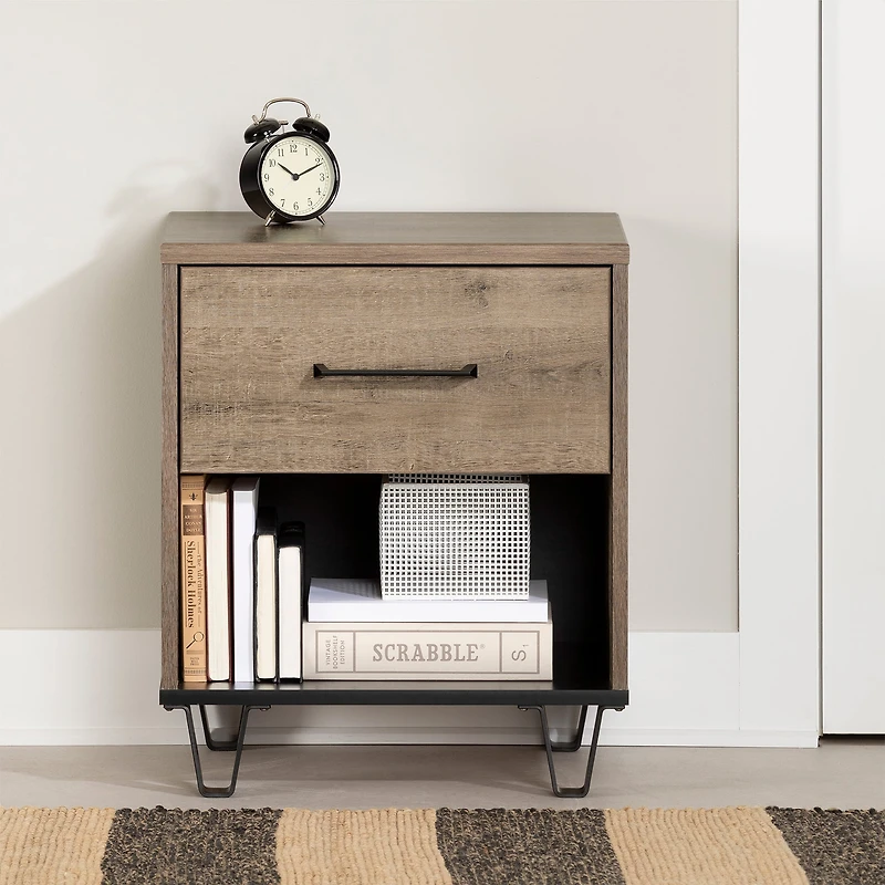 1-Drawer Nightstand - Arlen Weathered Oak