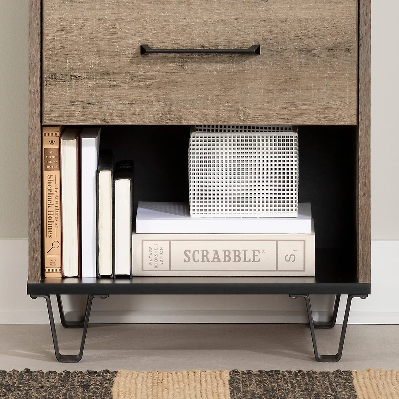 1-Drawer Nightstand - Arlen Weathered Oak
