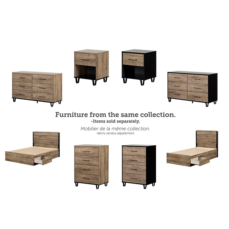 Table de chevet 1 tiroir - Arlen Chêne vieilli