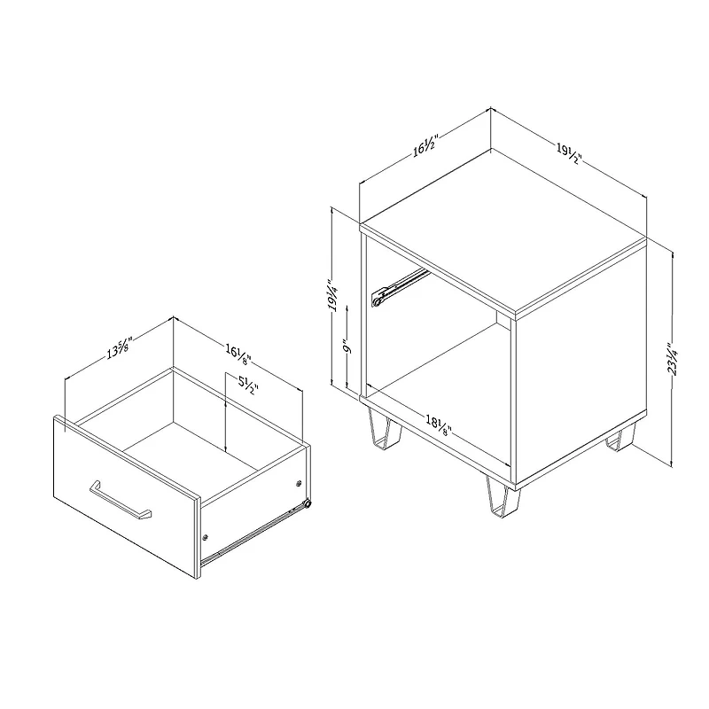 Table de chevet 1 tiroir - Arlen Chêne vieilli