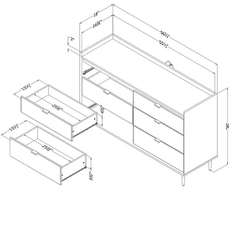 6-Drawer Double Dresser - Hype Winter Oak