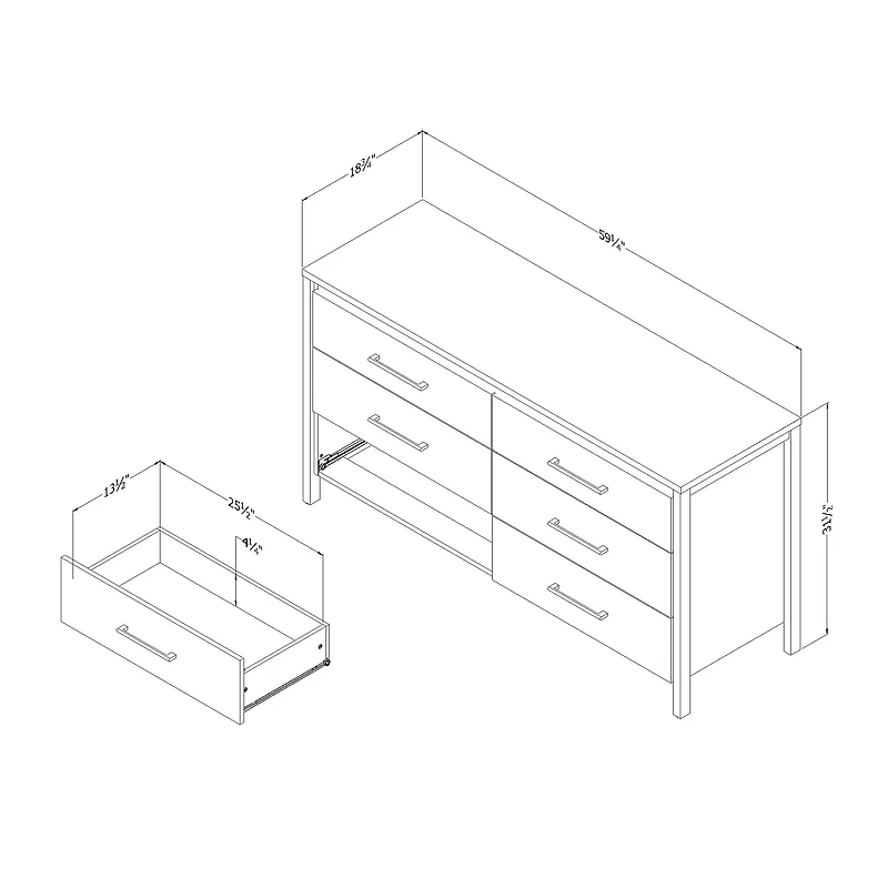 6-Drawer Double Dresser - Gravity Rubbed Black