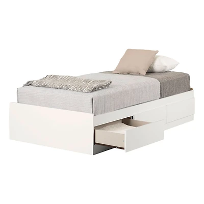 Lit Simple Matelot 3 Tiroirs Munich - Blanc Solide