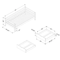 Solid Wood Daybed with Storage Drawers - Sweedi Natural Wood