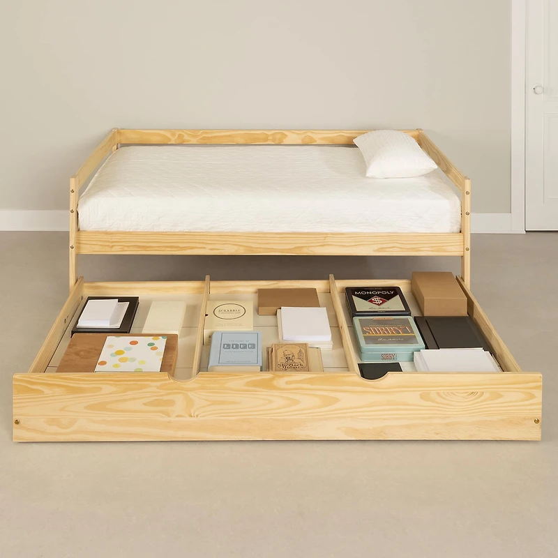 Solid Wood Daybed with Trundle Bed - Sweedi Natural Wood