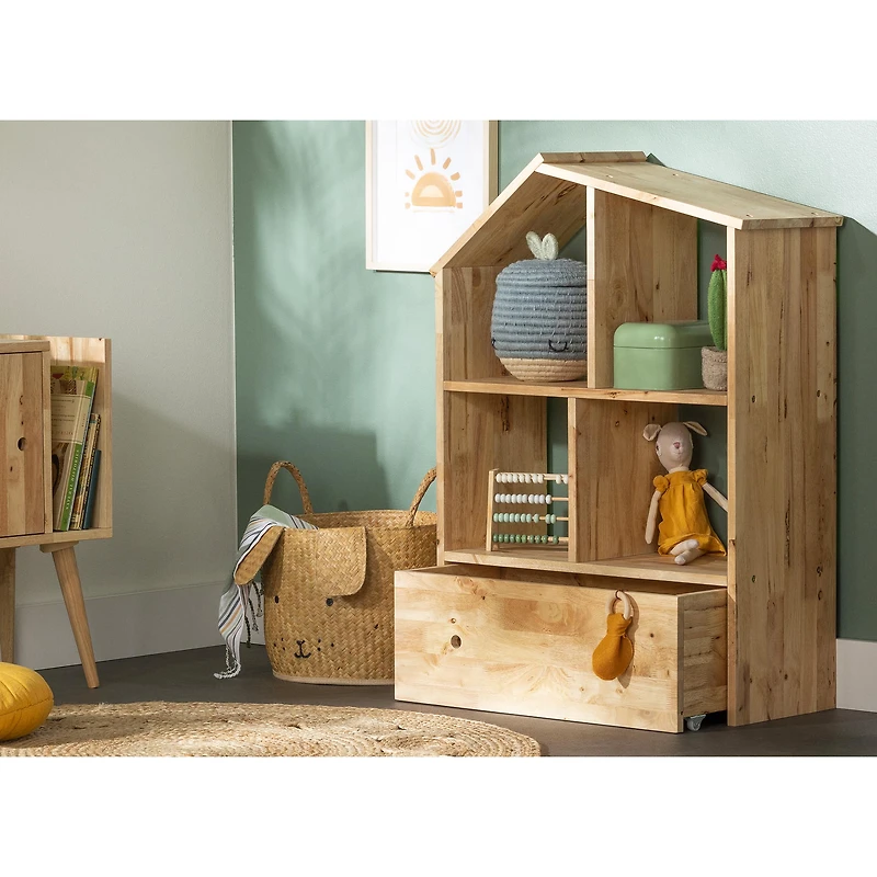 Bibliothèque avec bac de rangement - Sweedi Bois naturel