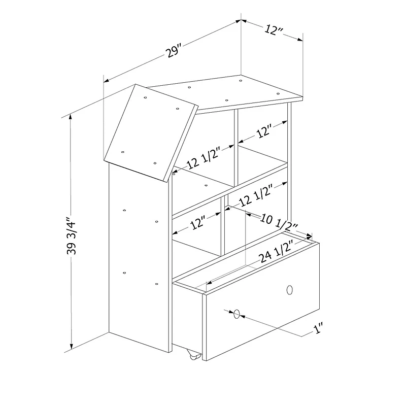 Bookcase with Storage Bin - Sweedi Natural Wood