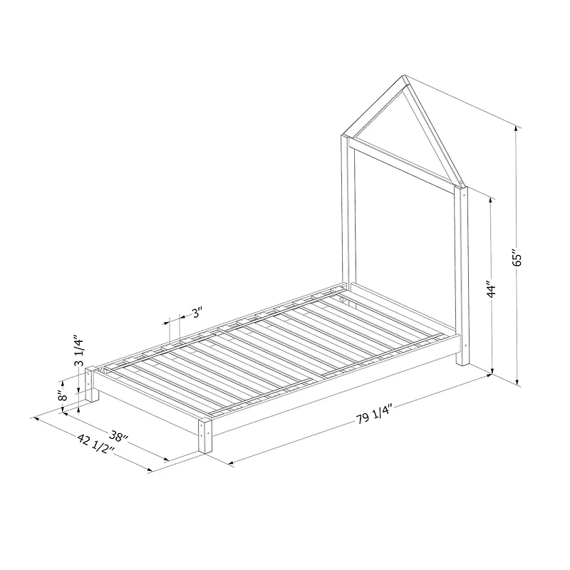 Twin Bed with House Bed Frame Headboard - Sweedi Natural