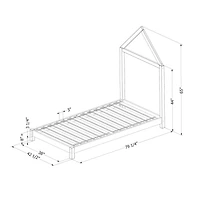 Twin Bed with House Bed Frame Headboard - Sweedi Natural
