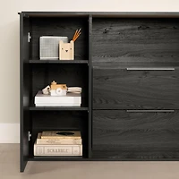 Commode à porte 2 tiroirs - Hourra Chêne gris