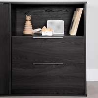 Commode à porte 2 tiroirs - Hourra Chêne gris