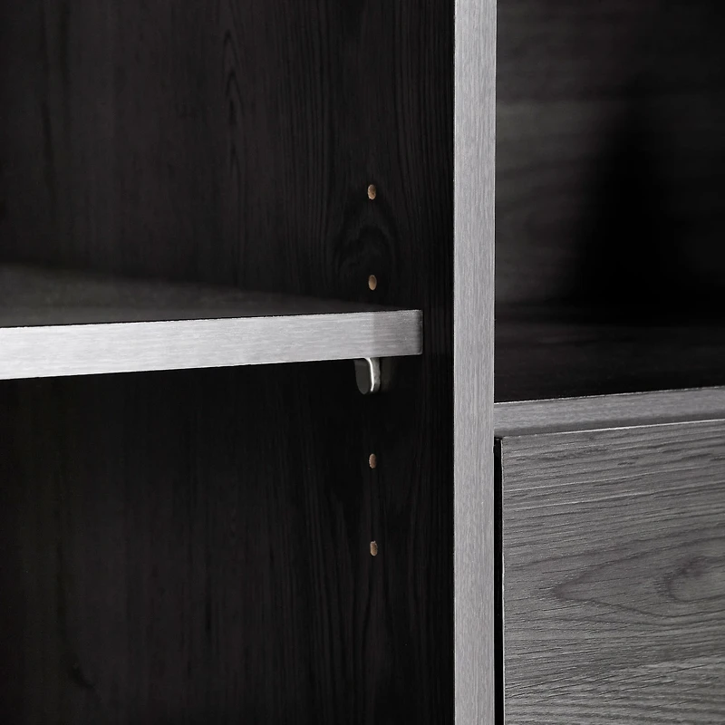 Commode à porte 2 tiroirs - Hourra Chêne gris