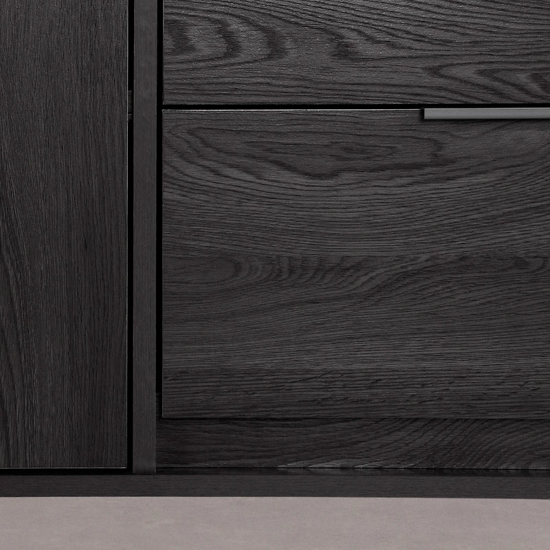 Commode à porte 2 tiroirs - Hourra Chêne gris