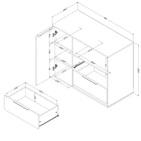 Commode à porte 2 tiroirs - Hourra Chêne gris