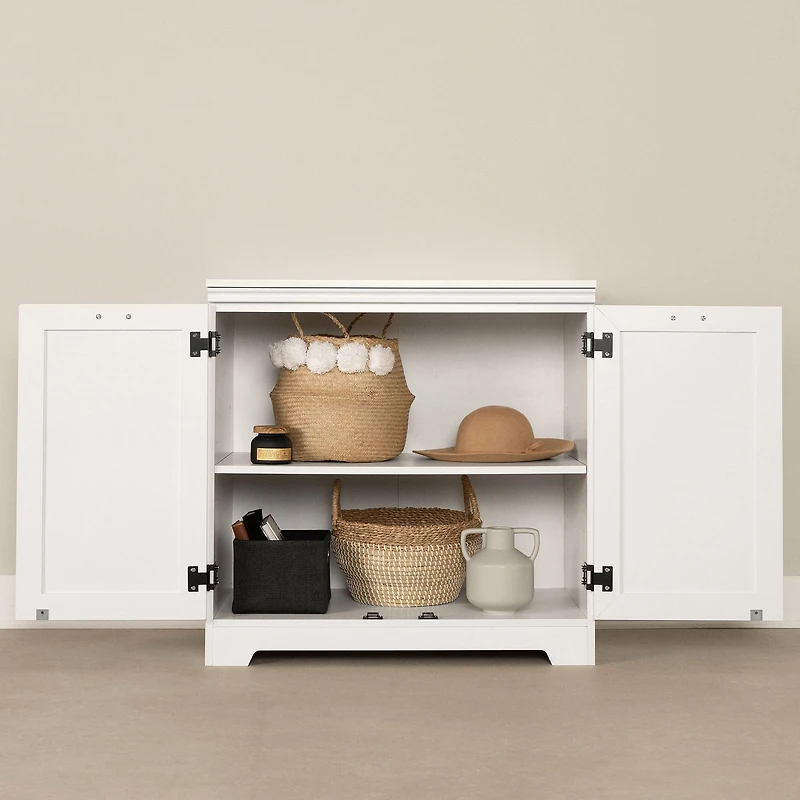 Armoire de rangement avec 2 portes - Farnel Blanc solide
