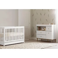 Changing Table with Drawers and Open Storage - Dylane Pure White