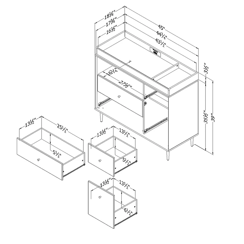 Changing Table with Drawers and Open Storage - Dylane Pure White