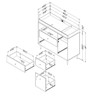 Changing Table with Drawers and Open Storage - Dylane Pure White