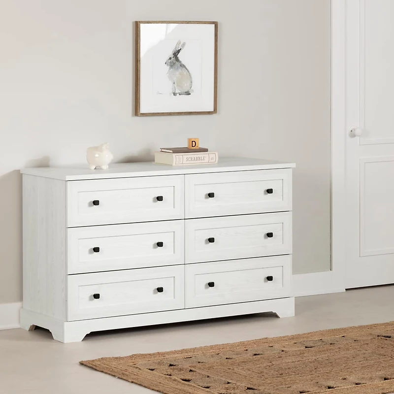 Commode double 6 Tiroirs - Hazen Pin blanc