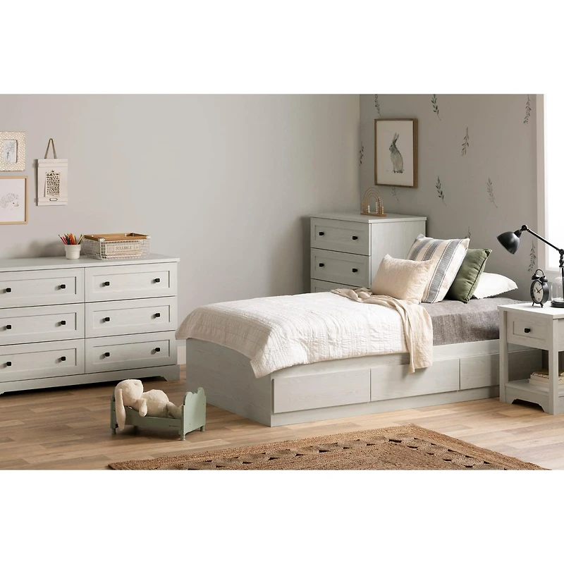 Commode double 6 Tiroirs - Hazen Pin blanc