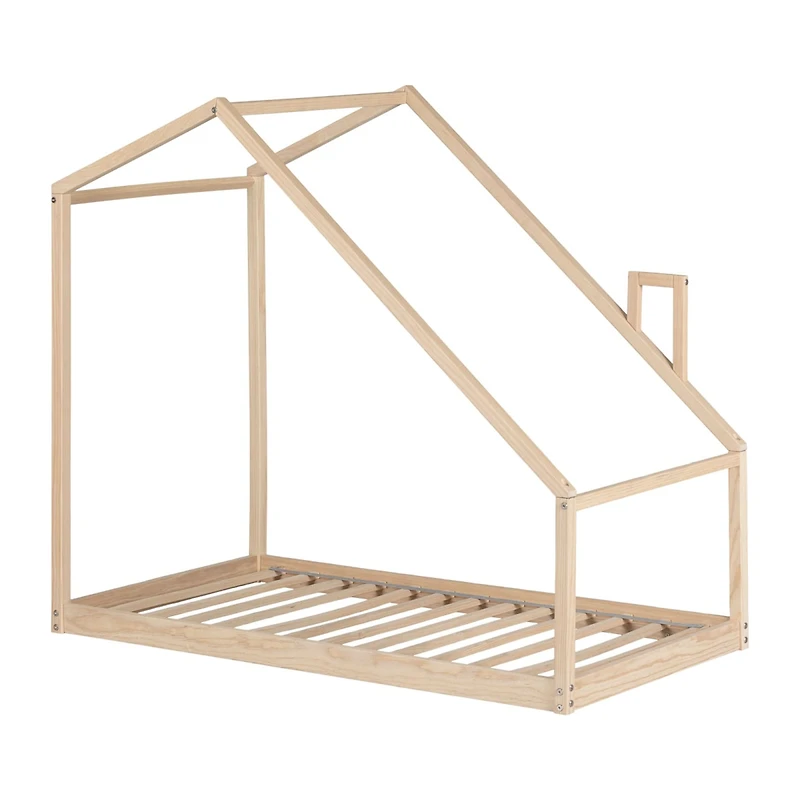 Sweedi - House Bed with Chimney for Baby - Natural