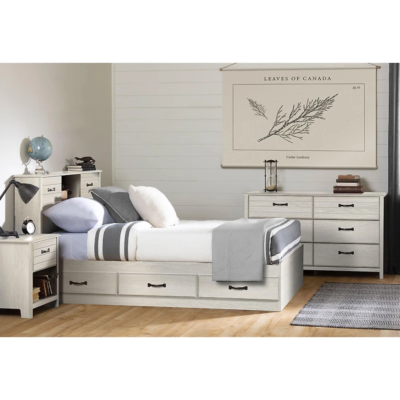 Double Bookcase Headboard - Ulysses Winter Oak