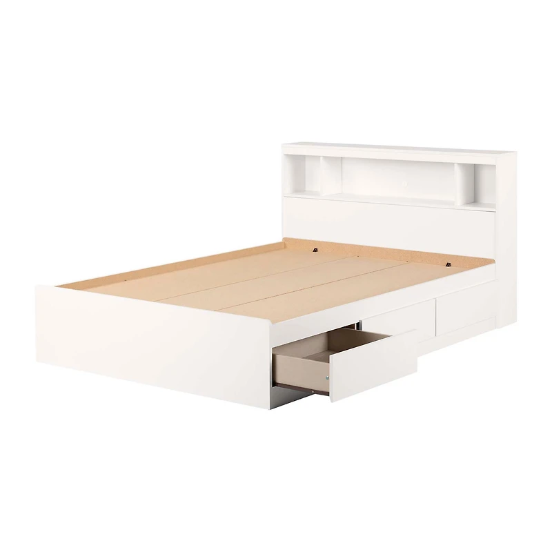 Ensemble Lit Double et tête de lit - Fusion Blanc solide