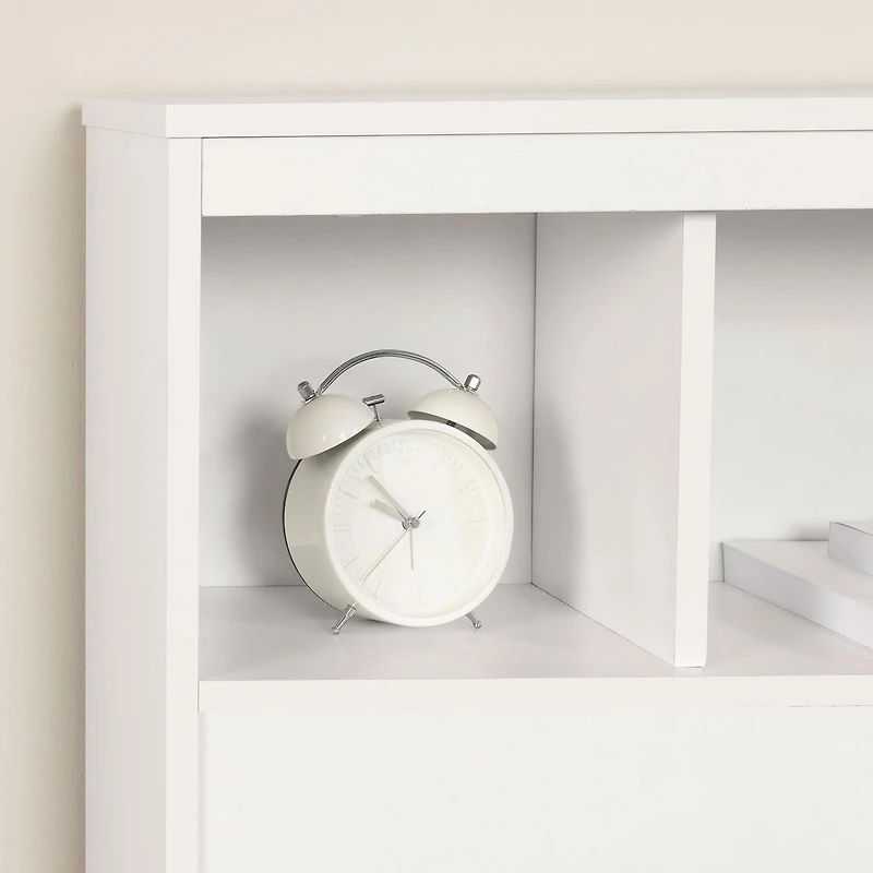 Ensemble Lit Double et tête de lit - Fusion Blanc solide