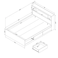 Ensemble Lit Double et tête de lit - Fusion Blanc solide
