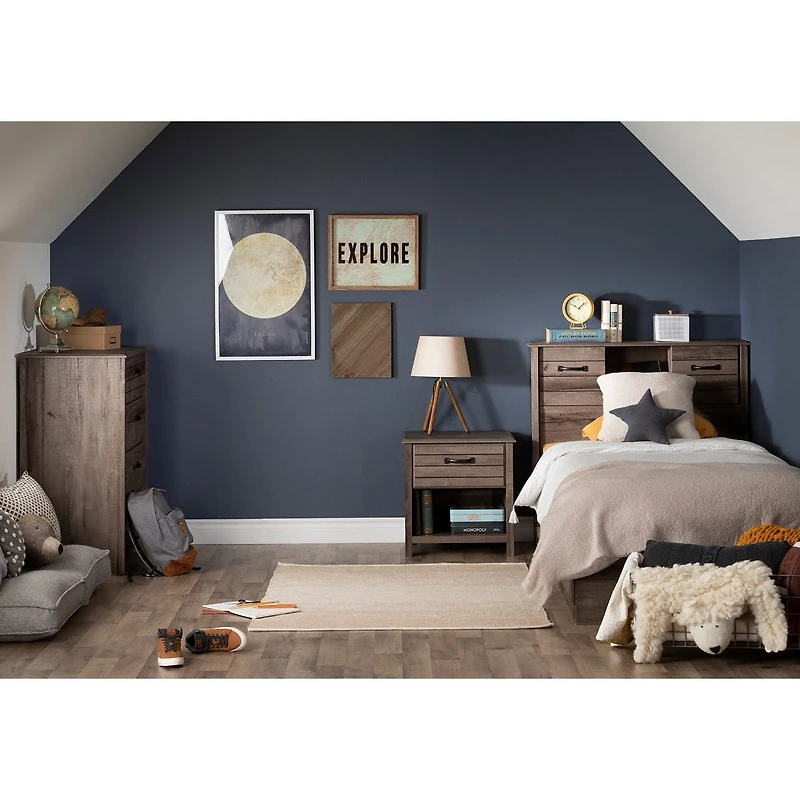 Twin Bed and Headboard Set - Ulysses Fall Oak