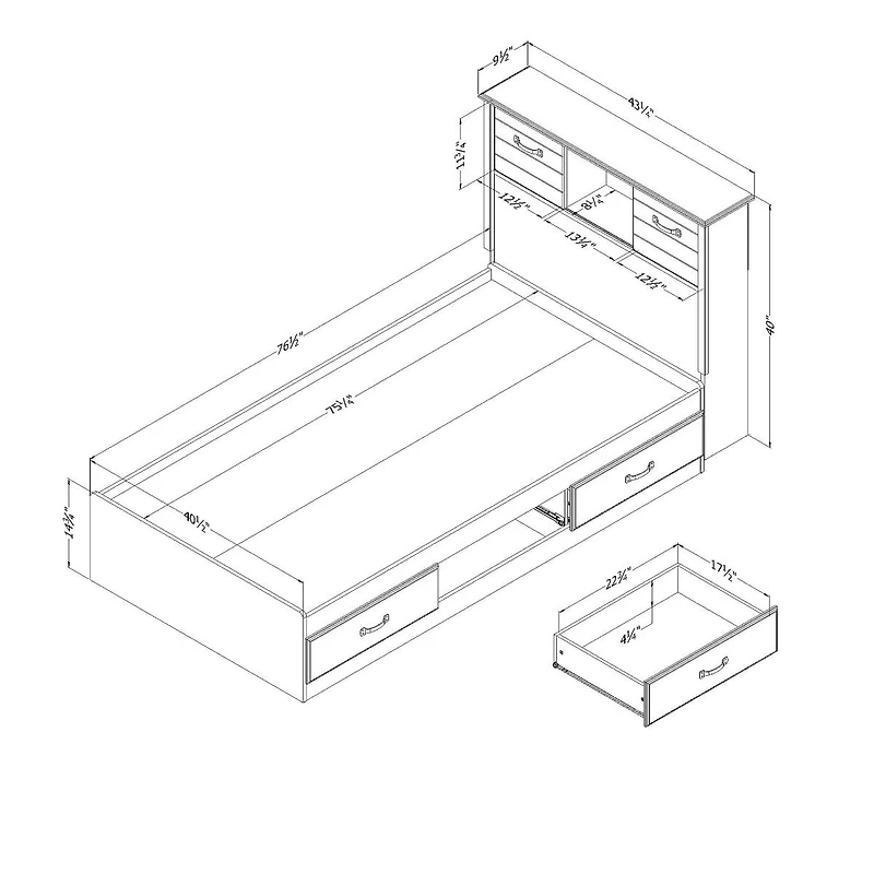 Twin Bed and Headboard Set - Ulysses Fall Oak