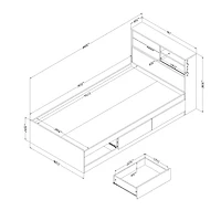 Twin Bed and Headboard Set - Fynn Winter Oak