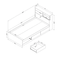 Twin Bed and Headboard Set - Fynn Gray Oak