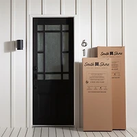 Ensemble Lit Simple et tête de Lit - Fynn Chêne gris