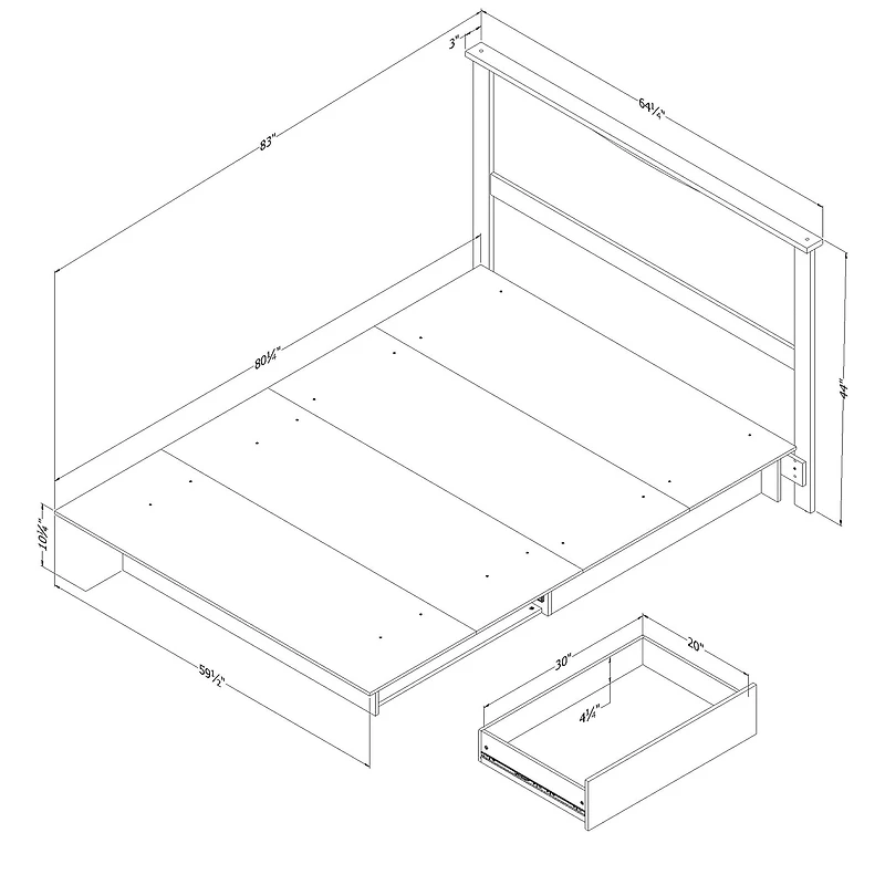 Double / Queen Bed and Headboard Set - Step One Pure Black