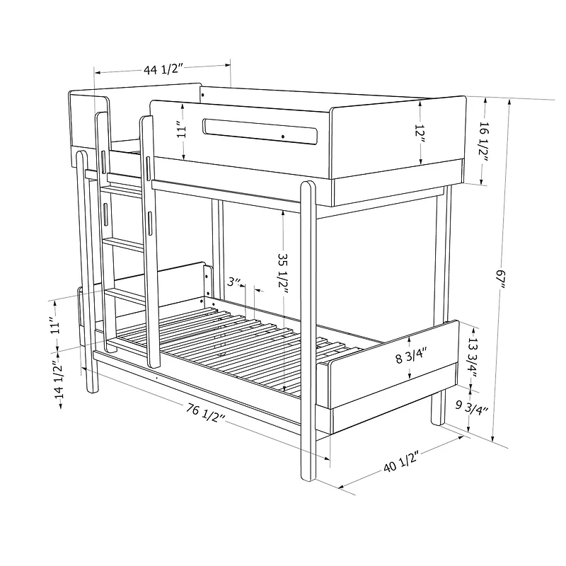 Bunk Bed - Bebble Soft Gray and White