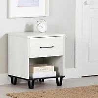 1-Drawer Nightstand - Arlen White Pine and Black Matte