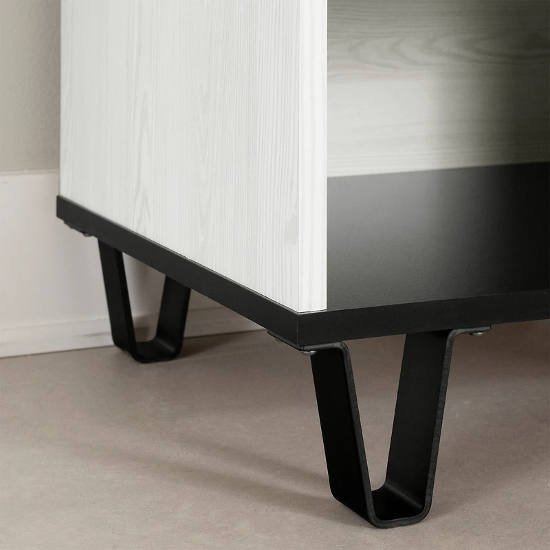 Table de chevet 1 tiroir - Arlen Pin blanc et Noir mat