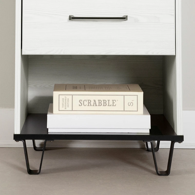 Table de chevet 1 tiroir - Arlen Pin blanc et Noir mat