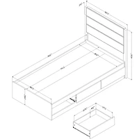 Ensemble Lit Simple et tête de lit - Arlen Pin blanc