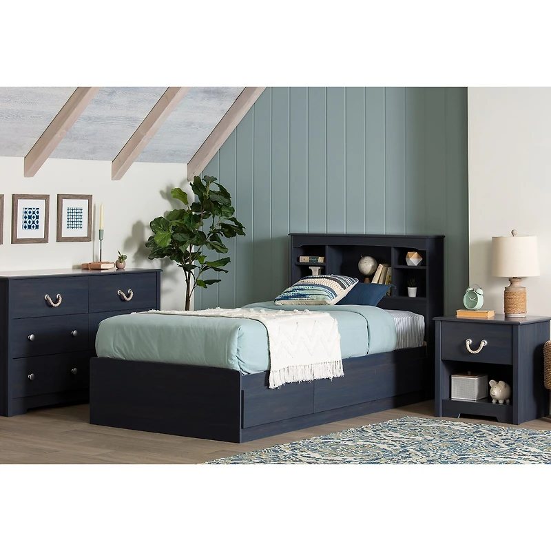 Twin Bed and Headboard Set - Aviron Blueberry