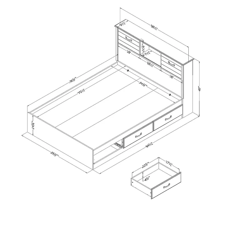 Ensemble Lit Double et tête de Lit - Ulysses Myrtille