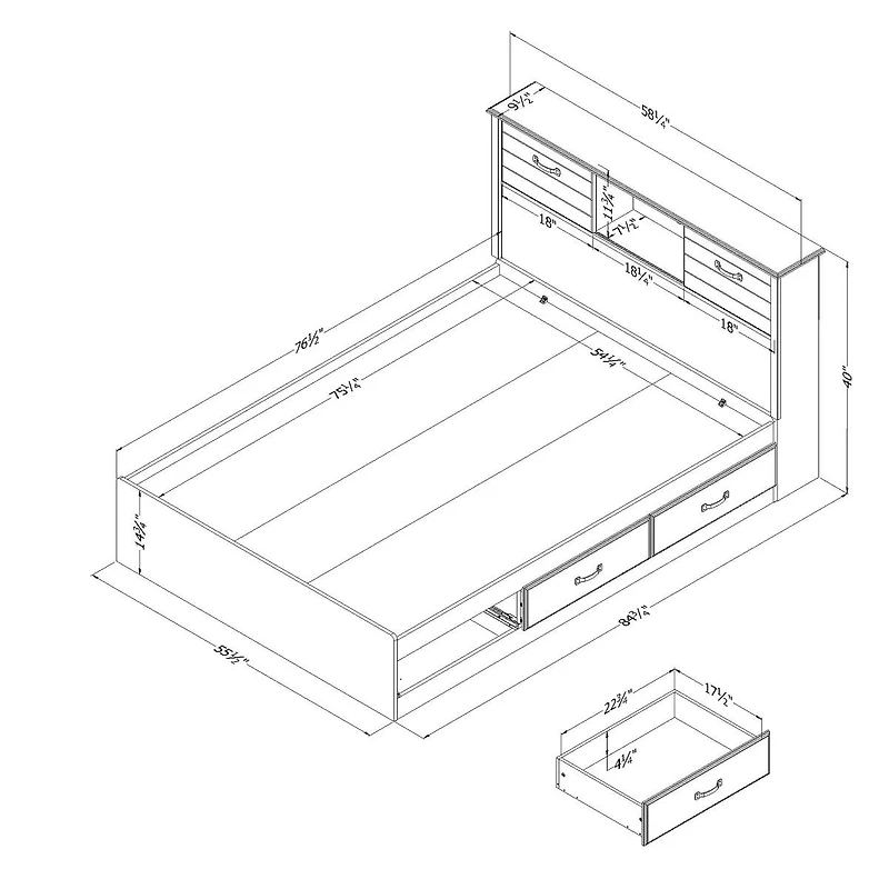 Ensemble Lit Double et tête de Lit - Ulysses Chêne d'automne