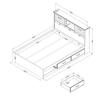 Ensemble Lit Double et tête de Lit - Ulysses Chêne d'automne